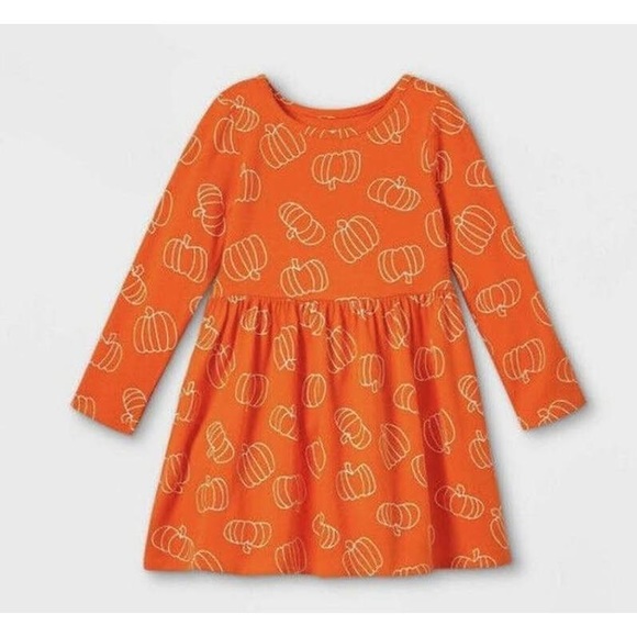Cat & Jack Other - BNWT Cat & Jack Long Sleeve Pumpkin Dress with Diaper Cover